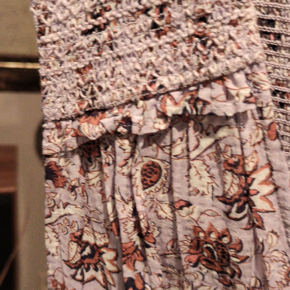 FINAL PRICE Veronica Beard Brown/Lavender Floral, Ribbed, Ruffled Dress Sz Small - Picture 7 of 13